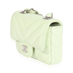 Light Green Goatskin Chevron Belt Bag