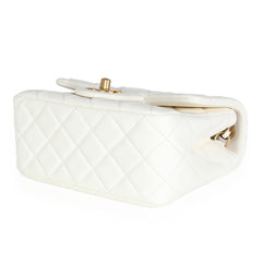 White Lambskin Pearl Crush Mini Flap