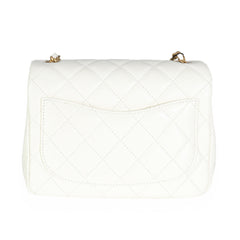 White Lambskin Pearl Crush Mini Flap