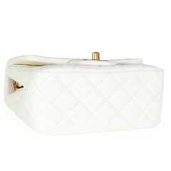 White Lambskin Pearl Crush Mini Flap