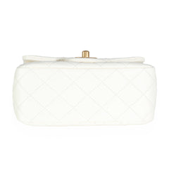 White Lambskin Pearl Crush Mini Flap