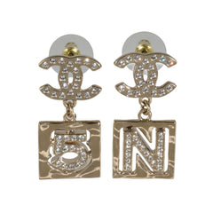 No.5 Gold Drop Earrings