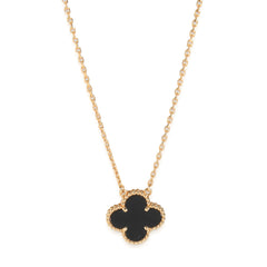 18k Yellow Gold Onyx Vintage Alhambra Pendant