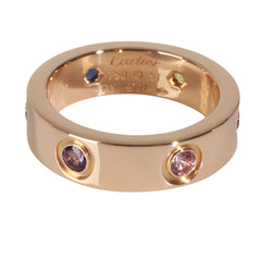 18k Rose Gold Rainbow Gemstone Love Ring 51