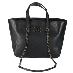 Black Calfskin Stitched Tote
