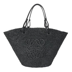 Black Raffia Medium Basket Tote