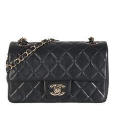 Black Quilted Lambskin Mini Rectangular Flap Bag