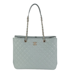 Light Blue Caviar Large Classic Shopping Tote