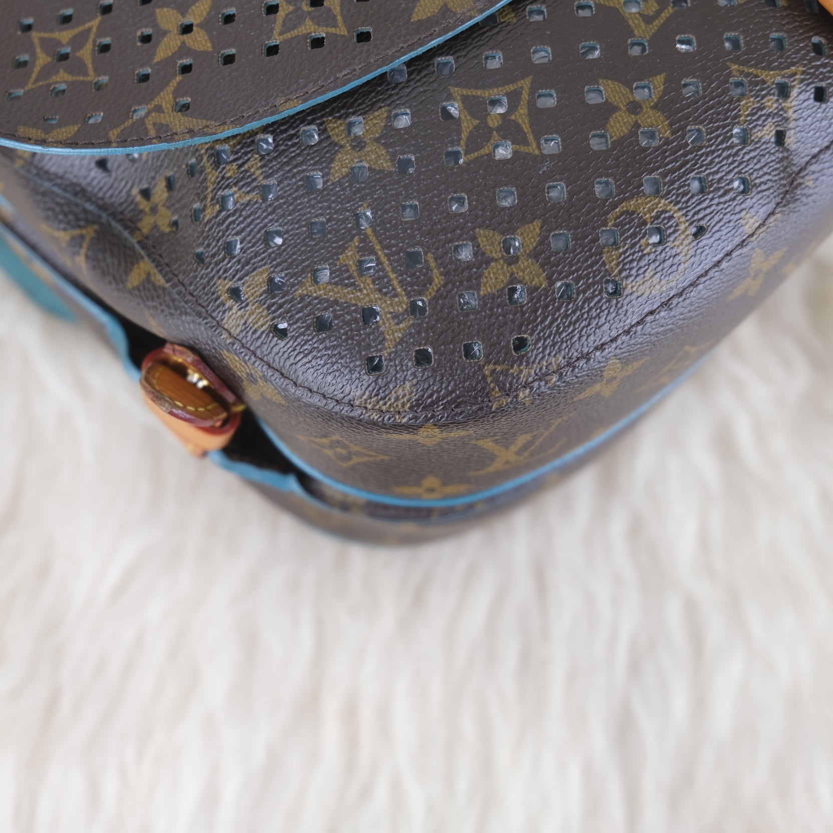 Louis Vuitton Turquoise and Gold Monogram Handbag