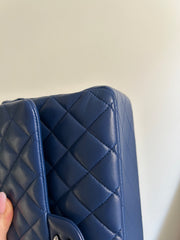 Navy Blue Lambskin Medium Classic Flap