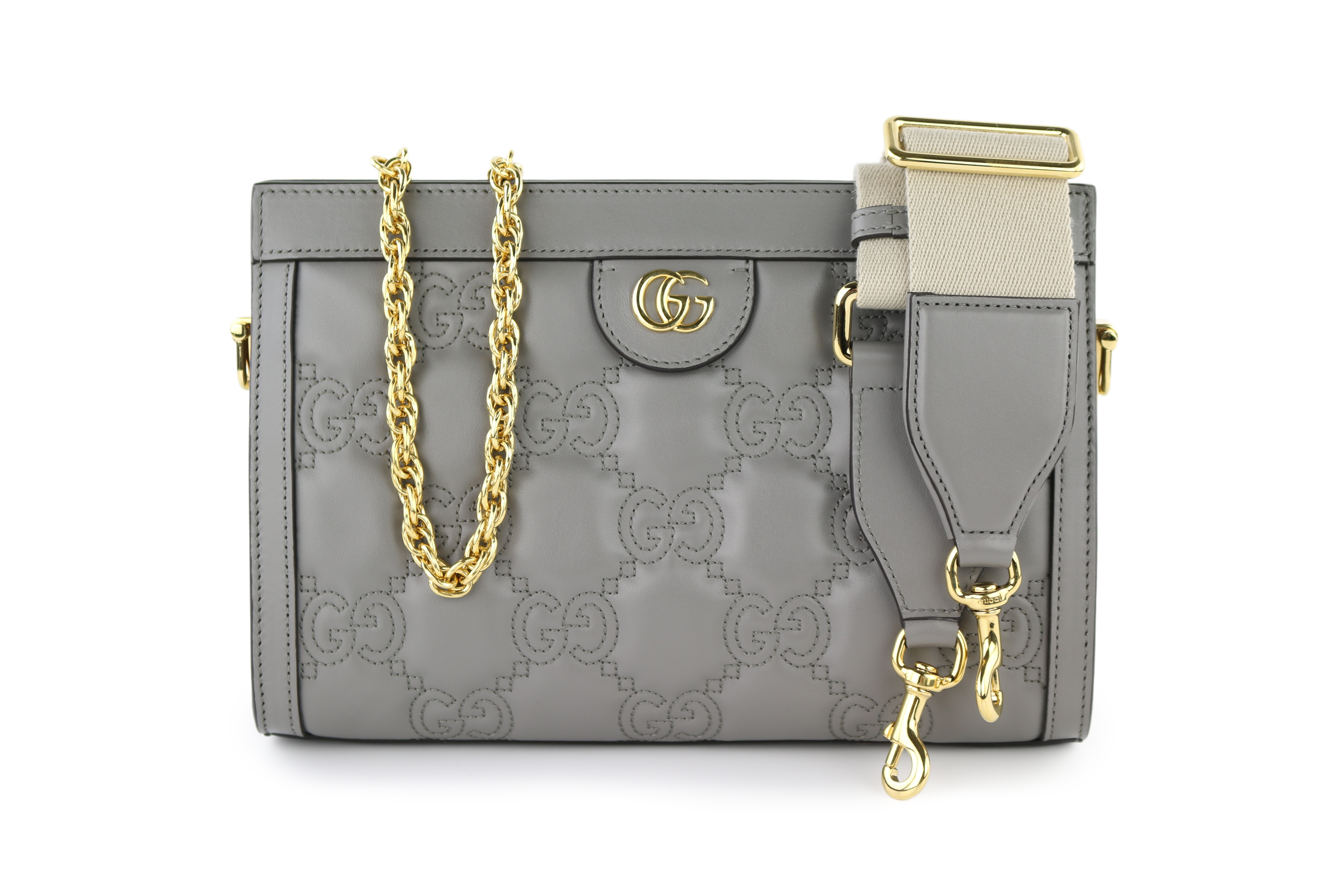 Grey chain shop shoulder bag