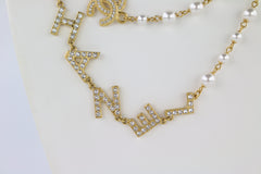 Pearl/Gold/Strass 90's Icon CC Long Necklace