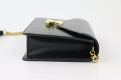 Black Calfskin Margo Wallet on a Chain