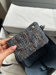 Black Calfskin/Tweed Small Piercing Light Bucket Bag