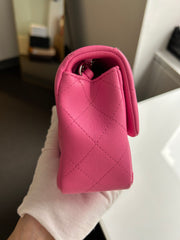 Bright Pink Lambskin Rectangular Mini