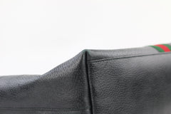 Black Textured Calfskin Medium Ophidia Tote