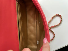 Pink Lambskin Pearl Crush Rectangular Mini