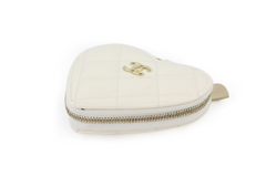 White Patent Quilted Heart Zipped Coin Purse