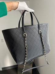 Black Calfskin Stitched Tote