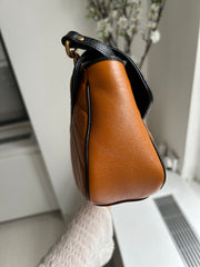 Cognac Calfskin Matelasse Diagonal Small Torchon GG Marmont Flap
