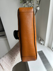 Cognac Calfskin Matelasse Diagonal Small Torchon GG Marmont Flap