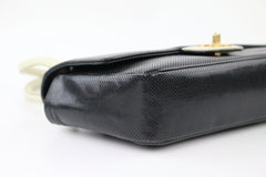 Black Perforated Flap Bag