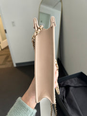 Beige Tweed/PVC Clutch on a Chain