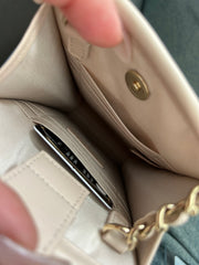 Beige Tweed/PVC Clutch on a Chain