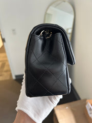 Black Quilted Lambskin Mini Rectangular Flap Bag