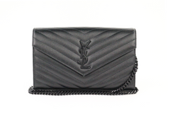 Black Chevron Matelasse Wallet on a Chain