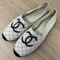 Beige Quilted Canvas Espadrilles 42