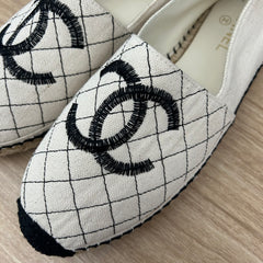 Beige Quilted Canvas Espadrilles 42