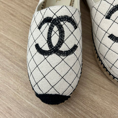 Beige Quilted Canvas Espadrilles 42