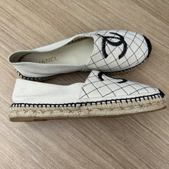 Beige Quilted Canvas Espadrilles 42