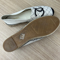Beige Quilted Canvas Espadrilles 42