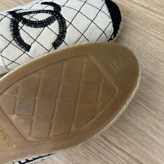 Beige Quilted Canvas Espadrilles 42
