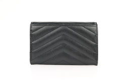 Black Matelasse Compact Wallet