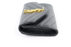 Black Matelasse Compact Wallet