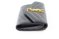 Black Matelasse Compact Wallet