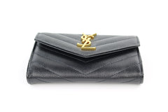 Black Matelasse Compact Wallet