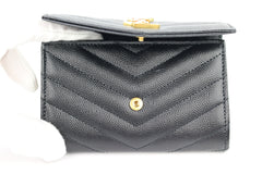 Black Matelasse Compact Wallet