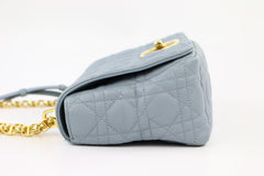 Ethereal Grey Calfskin Cannage Medium Caro Bag