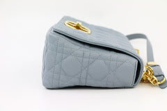 Ethereal Grey Calfskin Cannage Medium Caro Bag