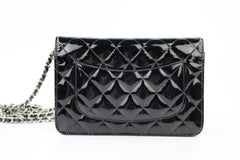 Black Patent Wallet on a Chain