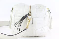 White Embossed Zucca Medium Boston Bag
