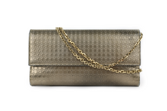 Gold Metallic Calfskin Micro-Cannage Lady Dior Croisiere Chain Wallet