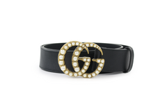 GG Pearl Wide Marmont Black Belt 95