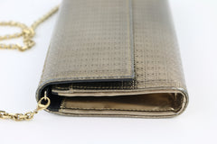 Gold Metallic Calfskin Micro-Cannage Lady Dior Croisiere Chain Wallet