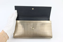 Gold Metallic Calfskin Micro-Cannage Lady Dior Croisiere Chain Wallet