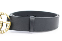 GG Pearl Wide Marmont Black Belt 95